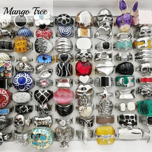 10Pcs/Lot Creative Polished Titanium Steel Ring Drip Oil Workmanship Crystal Finger Band Retro Personality Zircon Punk Mix Style