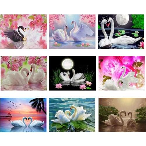 Square Drill 5D DIY Swan In Love Diamond Embroidery Diamond Painting Cross Stitch Handmade Mosaic Animal Art lover Gift