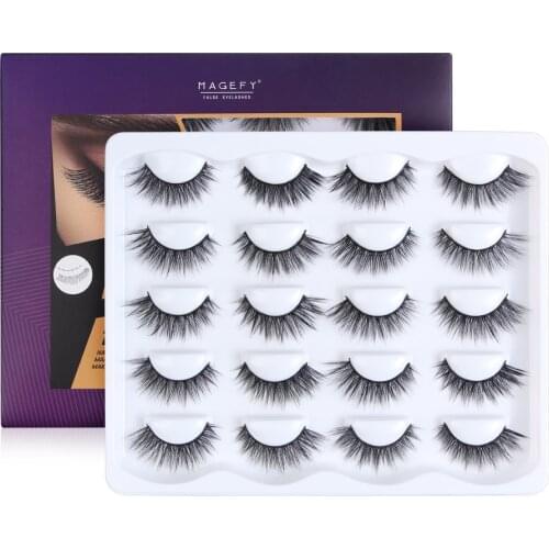 MAGEFY 10 Pair 3D Faux Mink Eyelashes Natural Long False Eyelashes Dramatic Fake Lashes Makeup Extension Eyelashes maquiagem