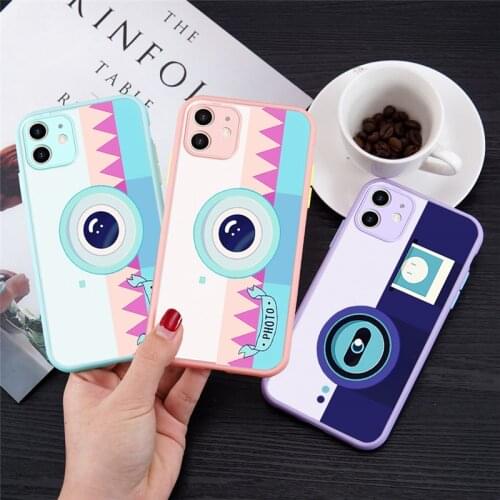 Cute Cartoon Camera Pattern Phone Case for iPhone 11 12 Mini Pro X XS XR Max 6 6S 7 8 Plus SE 2020 Skin Feel Matte Back Cover