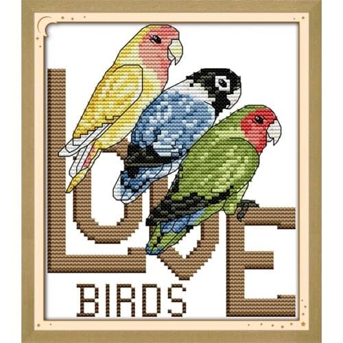 Three parrots Joy Sunday cross stitch kit with embroidery pattern embroidery needle and thread set used for home decoration DMC