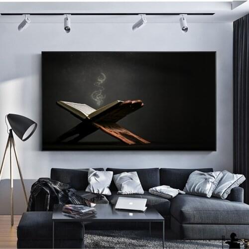 Islam Mosque Qur'an Wall Art Canvas Paintings On The Wall Islamic Book Holy Quran and Subha Decorative Pictures For Living Room