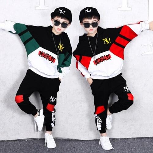 New 4-11 Years Children Sets Casual Printing Color Stitching Sweatshirt Harem Pants Kids Tracksuit Big Boys Clothing Sport Suit