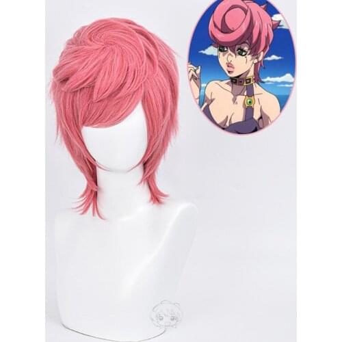 Anime JOJO Bizarre Adventure Golden Wind Trish Una Cosplay Wig Heat Resistant Hair Costume Wigs + Wig Cap