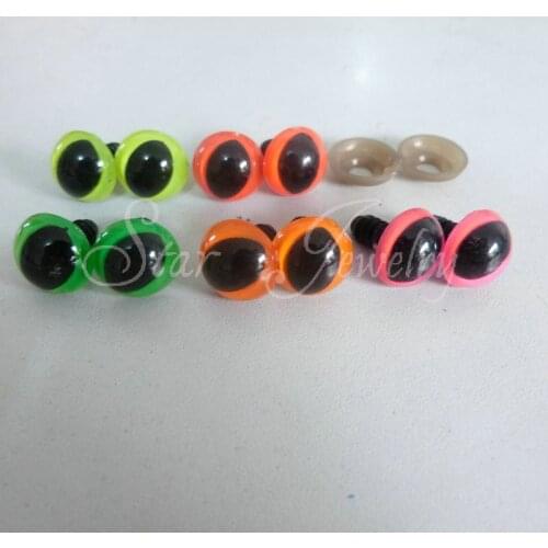 Five mixed colors plastic toy cat eyes with soft washer10mm/12mm/14mm/13mm you can choose size