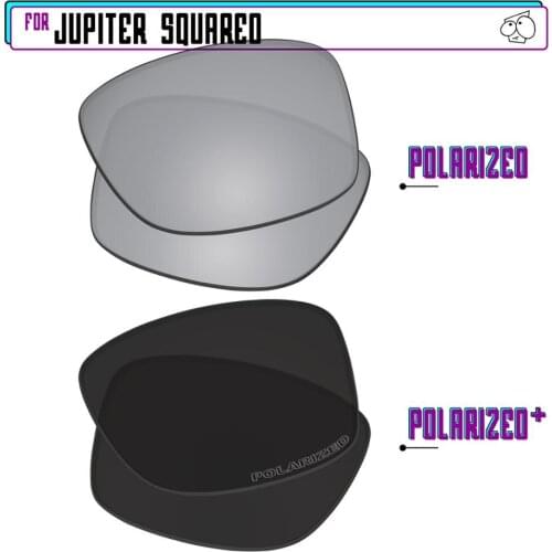 EZReplace Polarized Replacement Lenses for - Oakley Jupiter Squared Sunglasses - BlackP Plus-Silver P