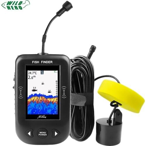 Wildhero Xf02-C Portable Fish Finder 9M Cable Echo Sounder Alarm 0.6-100M Depth Fishfinder Transducer Sensor Sonar Colorful