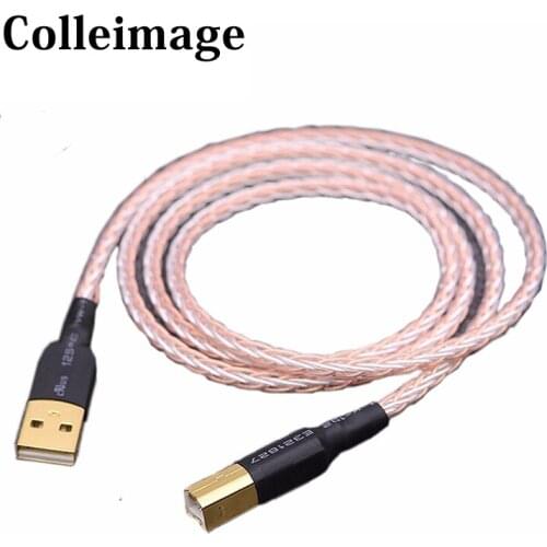 Colleimage 8xTwist 7N OCC Silver Plated HIFI USB Cable DAC A-B OCC Silver Plated Digital USB 2.0 Type A to B Male Audio Cable