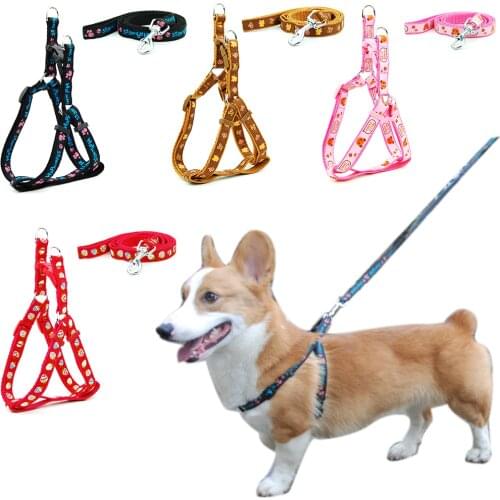 Dog Harness Leash Adjustable Pet Products Harness Leash Collar for Small Medium Dog Outdoor Walking Corgi Bulldog