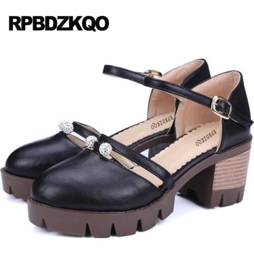 Ankle Strap 11 43 Pumps Women Medium Size 4 34 Sandals Round Toe Platform Shoes Fashion 2017 Modern Black 10 42 Plus Cheap High