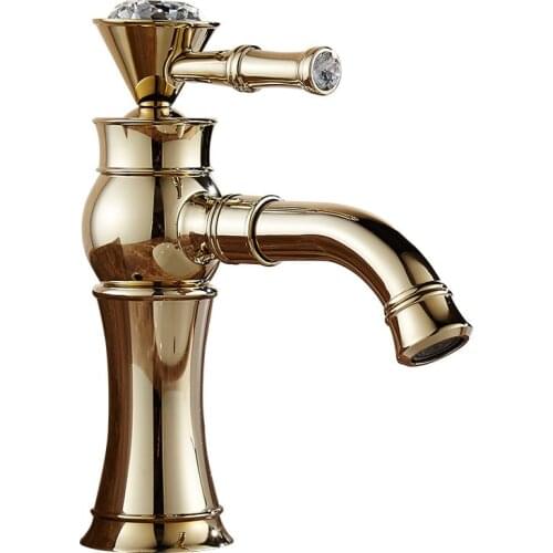 Luxury Basin Faucets Golden Bathroom Faucet Single Hole Cold and Hot Water Tap Basin Faucet Mixer Taps