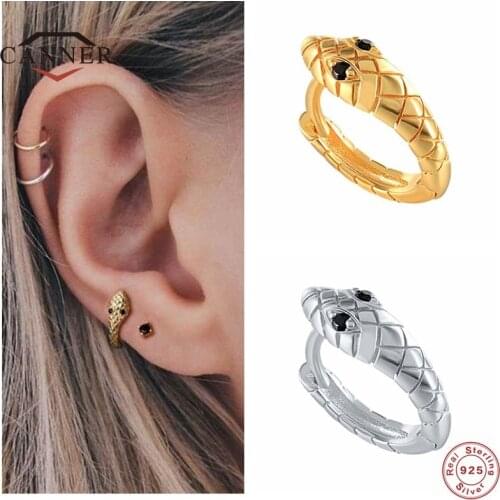 Punk 925 Sterling Silver Small Hoop Earrings for Women Fashion Animal Snake Shaped Gold Silver Earrings silver 925 Jewelry