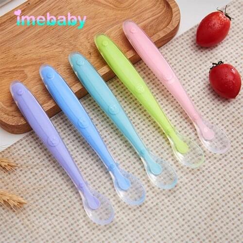 Imebaby Silicone Spoon Baby Things For Feeding Newborns Food Supplement Training Spoons Childrens Dishes Safety Silicone Spoon