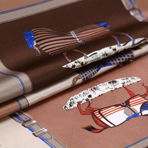 Natural Silk Fabric Special 11.11 Wide 108cm Cartoon Horse Print 94% Silk & 6% Spandex Satin 19 M/M