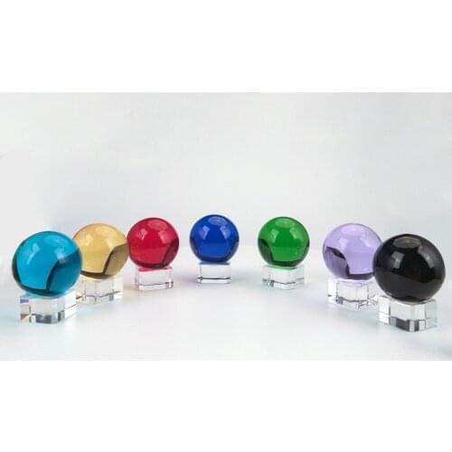 60mm Colorful Crystal Ball Glass Sphere Display Globe Paperweight Healing Meditation Ball with Clear Stand for Home Decoration