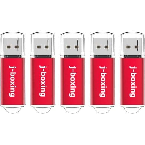 J-boxing USB Flash Drives 4GB 8GB USB Memory Stick 16GB 32GB Thumb Drives with Cap 1GB 2GB Pendrives Red 5PCS/PACK Red for PC