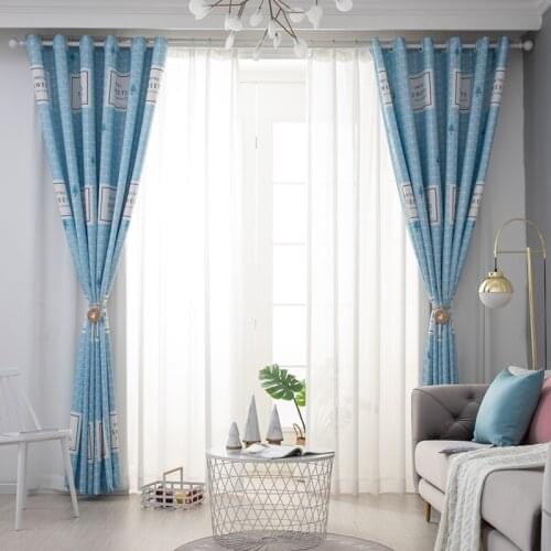 Nordic Printing Curtain Imitation Linen Blackout Curtains for Living Room Bedroom Window Tulle Treatment Home Decoration Custom
