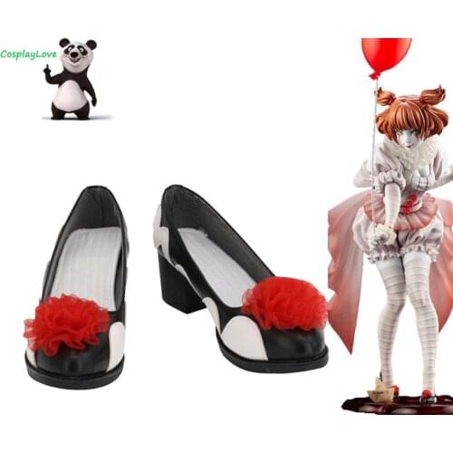 Stephen Kings It Chapter Two Female Pennywise Black Shoes Cosplay Long Boots Custom Made For Halloween Christmas