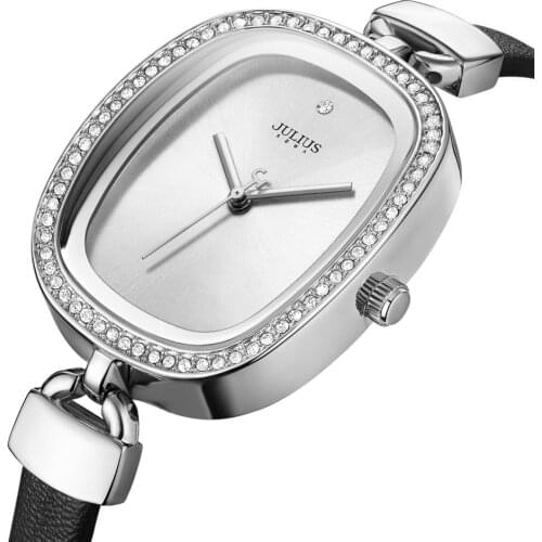 Top Lady Womens Watch Japan Quartz Hours Fine Fashion Dress Bracelet Leather Rhinestone Girl Elegant Birthday Gift Julius