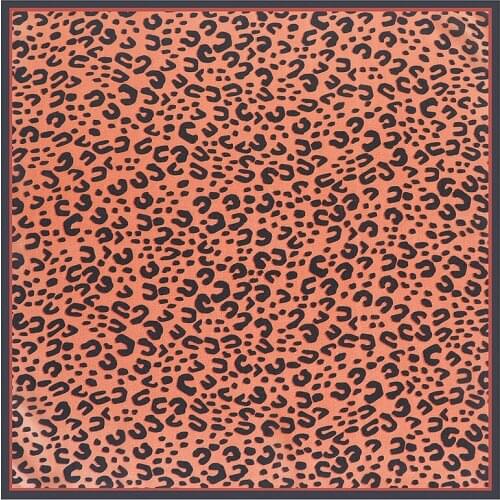 POBING 100% Silk Scarf Woman Luxury Leopard Print Square Scarves Luxury Bandanas Small Hijab Foulards Lady Tie Headband 53x53CM