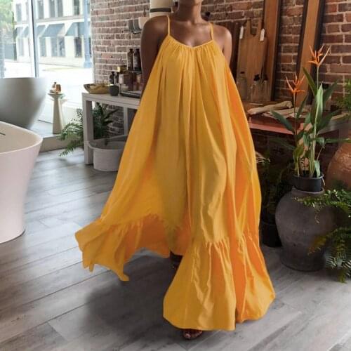 2020 Summer Bohemian Dress Women Sexy Halter Sleeveless Casual Loose Swing Party Maxi Dress Long Shirt Dresses Plus Size 4XL 5XL