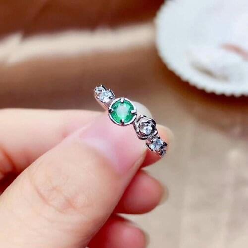 Shilovem 925 sterling silver real Natural Emerald Rings fine Jewelry women trendy wedding open wholesale 4*4mm mj0404992agml