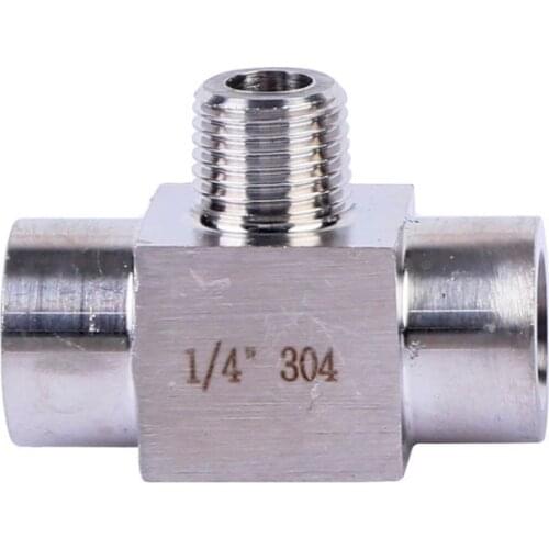 1/8" 1/4" 3/8" 1/2" BSP Female x Male x Female 304 Stainless Steel 3 Way Pipe Fitting High Pressure Resistant Tee Connector