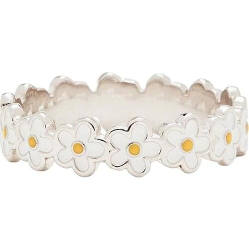 1PCS Fashion Romantic Tiny Flower Daisy Epoxy Ring For Women Wedding Party Engagement Date Ring Jewelry Trendy Gift For Wife