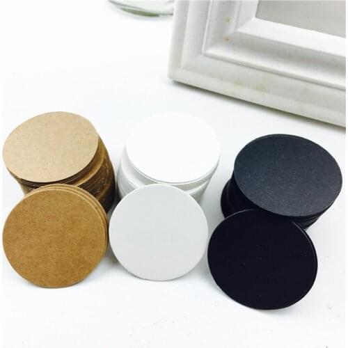100pcs Round Brown Marked Blank Card White Black Wedding Decoration Gift Tags Cake Food Label Bottle Tag without hole 4*4cm