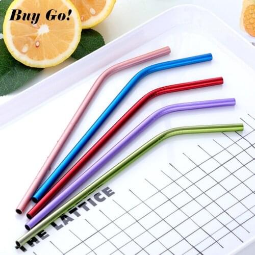 100PCS Metal Curving Drinking Straws Reusable Colorful Stainless Steel Straws+20 Brushes Metal Drink Yerba Juice Bar Accessories