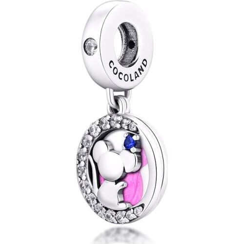 Beads fits for Necklaces Bracelets 100% 925 Sterling-Silver-Jewelry Cute Mouse Charms Free Shipping