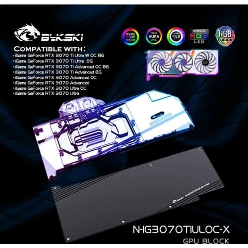 Bykski N-IG3070TIULOC-X, GPU Water Block For Colorful iGame RTX 3070 Ti Ultra Advanced OC Graphics Card Radiator,VGA Cooler