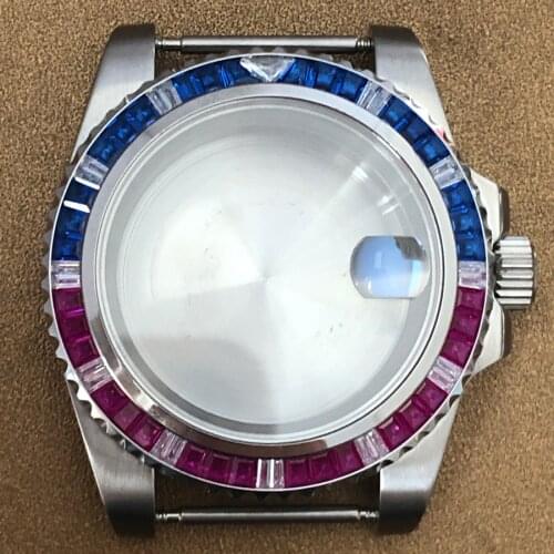 Watch stone inlaid stainless steel case 40mm sapphire crystal 316L modified NH35/NH36 automatic movement