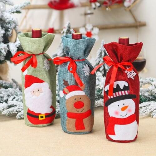 Santa Claus Wine Bottle Cover Christmas Decorations For Home 2022 Christmas Stocking Gift Navidad New Years Decor 2022