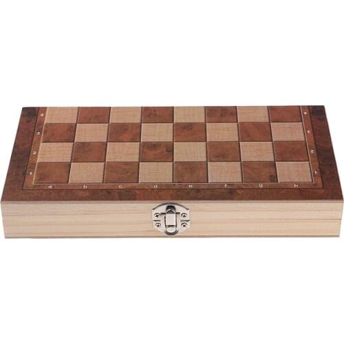 Deluxe 9.5x9.5 Inch Chess Checker Backgammon 3 in 1 Wooden Travel Game Set