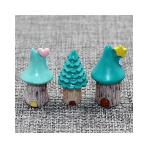DIY 1Piece of Resin Mini Tree Fairy Garden Micro Landscape Moss Cartoon Tree House Micro Landscape Succulent Decoration