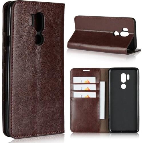 For LG G7 ThinQ Case 6.1 inch 100% Natural Genuine Leather Skin Phone Case On For LG G7 ThinQ LMG710EM Flip Wallet Book Cover
