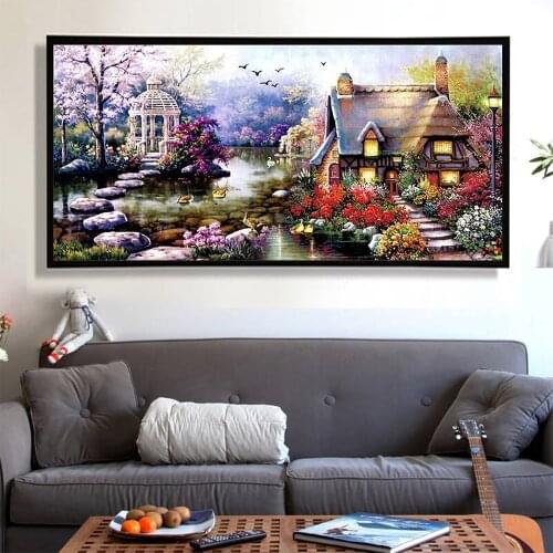 EverShine Diamond Painting Lodge Picture Of Rhinestones Diamond Embroidery Landscape Cross Stitch Diamond Mosaic Hobby Gift