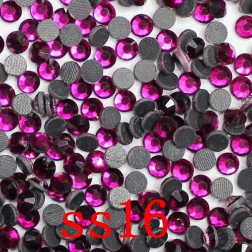 Fuchsia colour 1440pcs/Lot,SS16(3.8-4.0MM) DMC Hot Fix Rhinestone glass flatback loose rhinestones k9 shinning cut stones