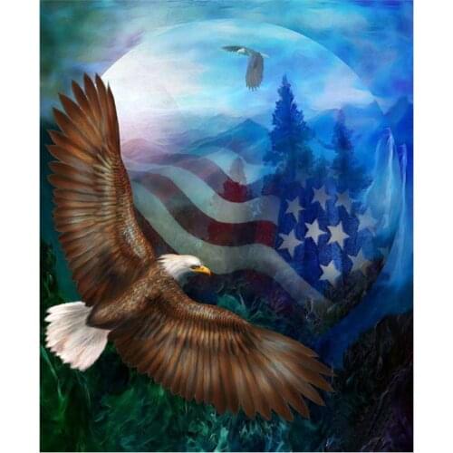 Full Square Round Drill 5D Diy Diamond Painting Eagle America Flag DiamondEmbroidery Cross Stitch Wedding Decoration GiftZP-1857