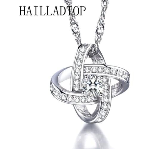 Crystal Shiny Pendant Necklace Pearls Trendy AAA Intertwined Geometric Winding Choker Necklaces Super Zircon Pendant Jewelry