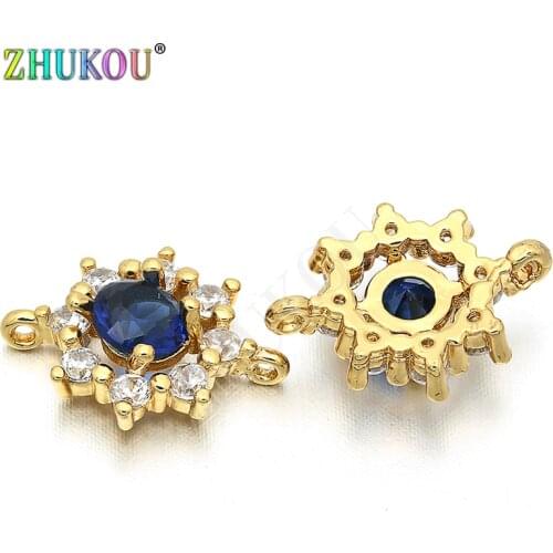 10*13mm Handmade Brass Cubic Zirconia Crystal Charms Connectors DIY Jewelry Bracelet Necklace Making, Model: VS142