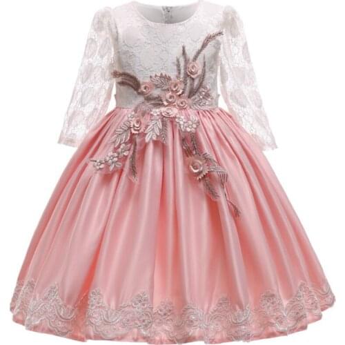 2020 Summer Pink Dress Costume Kids Clothes For Girls Children Flower Birthday Party And Wedding Dress Princess Dress