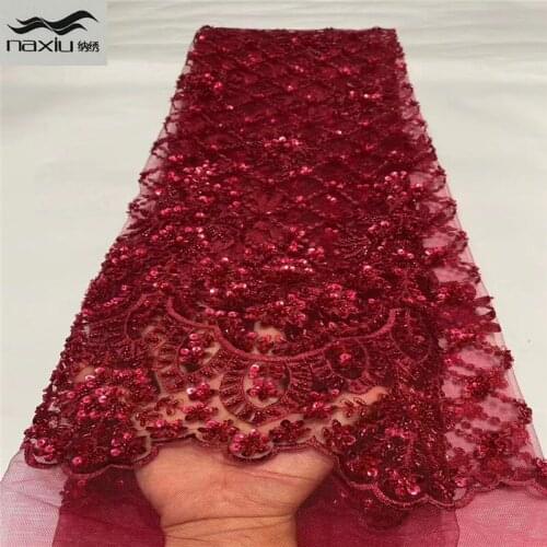 Madison Handmade Beaded Lace African Tulle Lace Fabric 2020 High Quality Lace Nigerian Lace Fabrics For Women Party Dress Sew