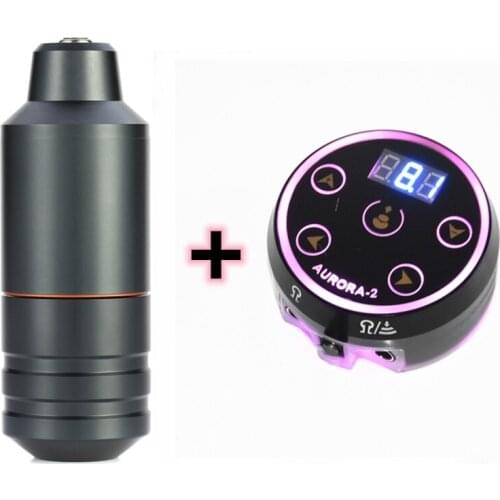 Newest Tattoo Machine Short Pen Swiss Motor 34mm Diameter With Aurora-II Tattoo Power Tattoo Kit Set Free Shipping