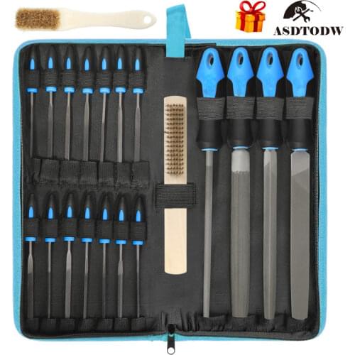 17 Pcs Metal Hand File Set Kit Including Flat, Round, Triangle, Half Round File and Needle Files, Craft Files Tools