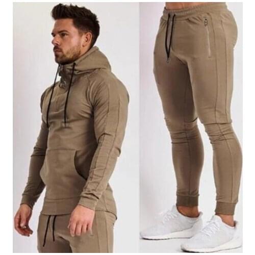 2019 New fashion Print Men Sport Set Spring Tracksuit long Sleeve Hoodie Sweatshirt GYM Fitness Pants Workout Running Suit