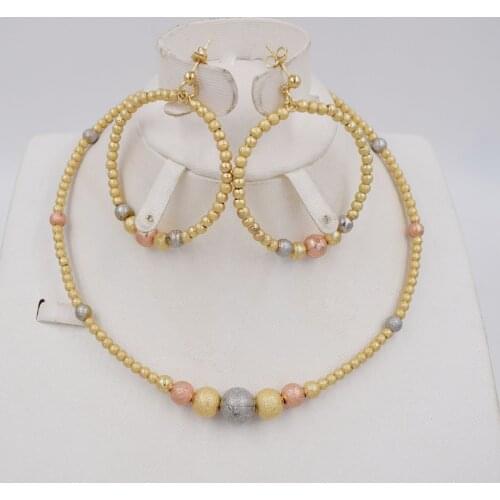 New design High Quality Dubai set 3color Gold Color Jewelry Set For Women african beads jewelry fashion jewelry