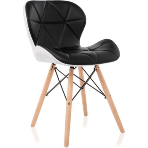 45x53x73 cm Dining Chair Leather Lounge Chair with Wooden Feet European Style Elegant and Comfortable, Easy to Assemble, 1 piece