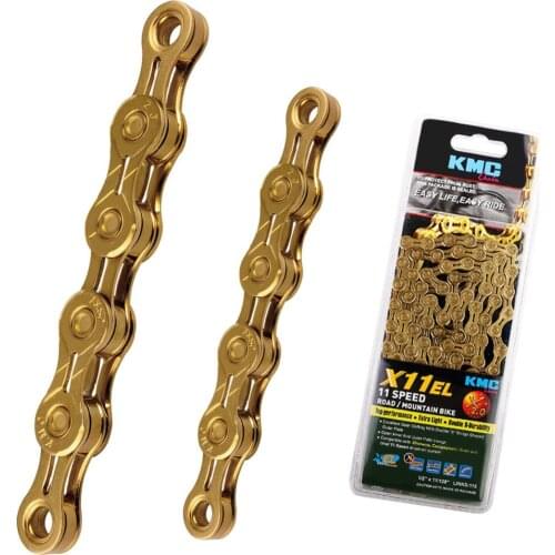 Original KMC X11EL 11 Speed Gold for Trekking 116 Links Extra Light Titanium Nitride Gold coated 11S Chain + Missing Link